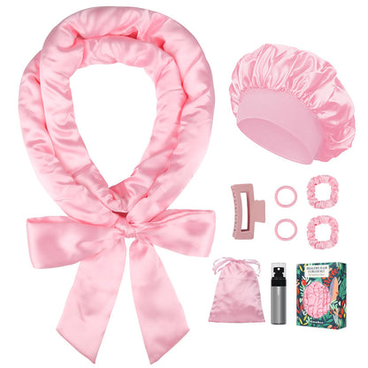 Kit de rizadores sin calor de satén Gwabee – Rosa, 9 piezas