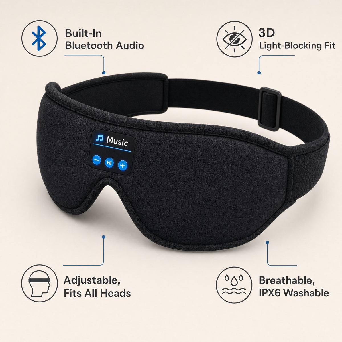 Lumévia DreamMask – 3D Bluetooth Sleep Mask